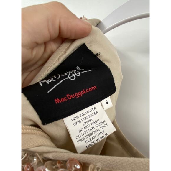 Mac Duggal Nude Sequined High Neck Sleeveless Gown Size 8 NWT - Picture 7 of 8